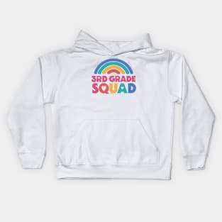 Cute School Teacher 3rd Grade Squad with Retro Rainbow and Hearts Kids Hoodie